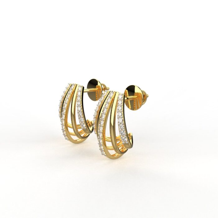 Avarta 18k Gold Lab Grown Linear Diamond Earrings - Image 2