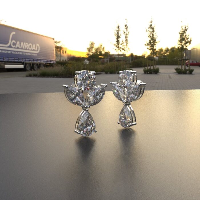 Avarta 14k White Gold Moissanite Dangler Earring - Image 2