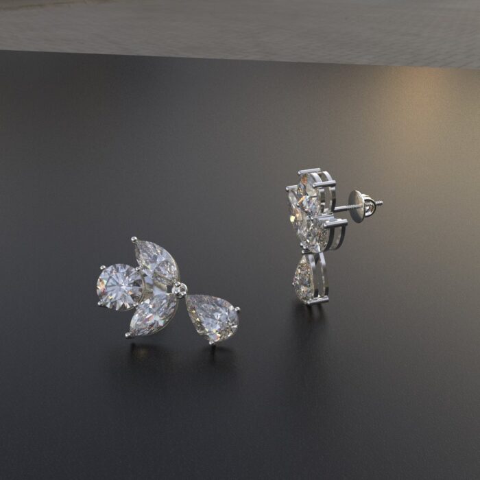 Avarta 14k White Gold Moissanite Dangler Earring - Image 3