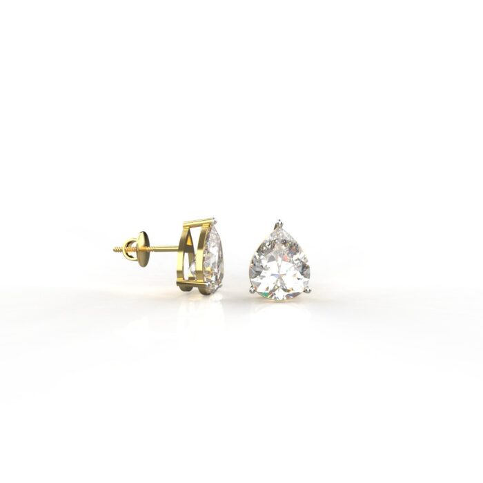 Avarta 18k Gold 3 Carat Each Pear Moissanite Stud Earrings - Image 2