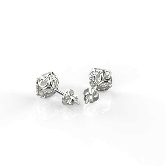 Avarta Jewellery 18k White Gold 2.50 Carat each Cushion Moissanite Solitaire Studs - Image 2