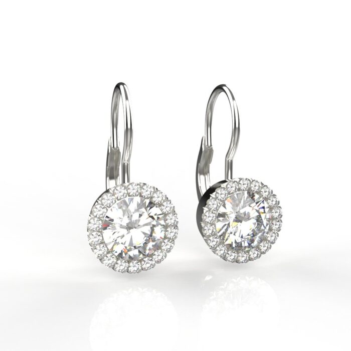 Avarta Jewellery Sterling Silver 2 Carat Each Halo Drop Earring