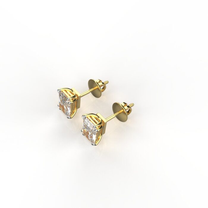 Avarta Jewellery 18k Gold 1 Carat Each Emerald Cut Moissanite Stud Earrings - Image 4