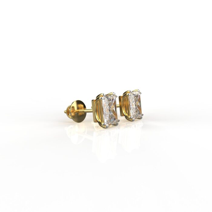 Avarta Jewellery 18k Gold 1 Carat Each Emerald Cut Moissanite Stud Earrings - Image 2
