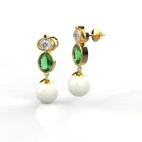 Avarta Jewellery Gold Diamond Emerald Pearl Earring