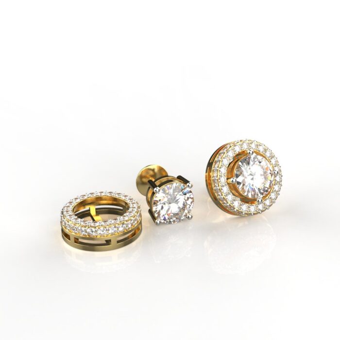 Avarta Jewellery Yellow Gold 1 Carat Lab Diamond Jacket Solitaire Earrings - Image 3
