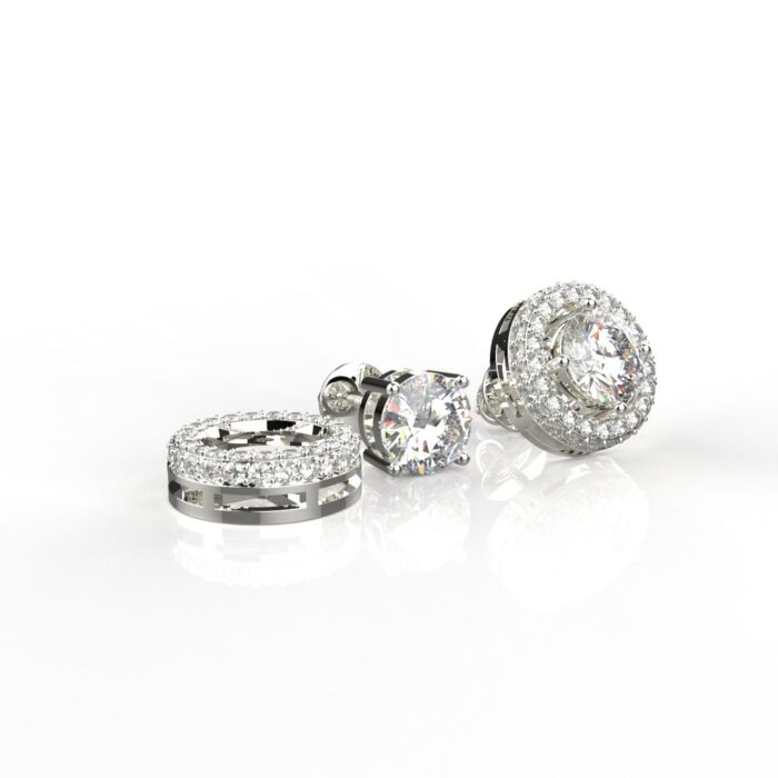 Avarta Jewellery White Gold 1 Carat Lab Diamond Jacket Solitaire Earrings - Image 3