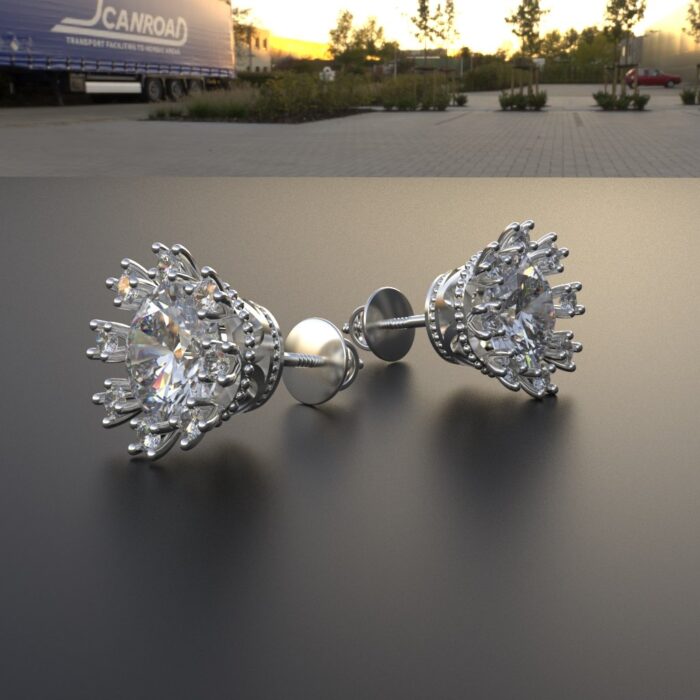 Avarta Sterling Silver 2 Carat Solitaire Sunflower Stud Earring With White Gold Polish For Girls & Women - Image 4