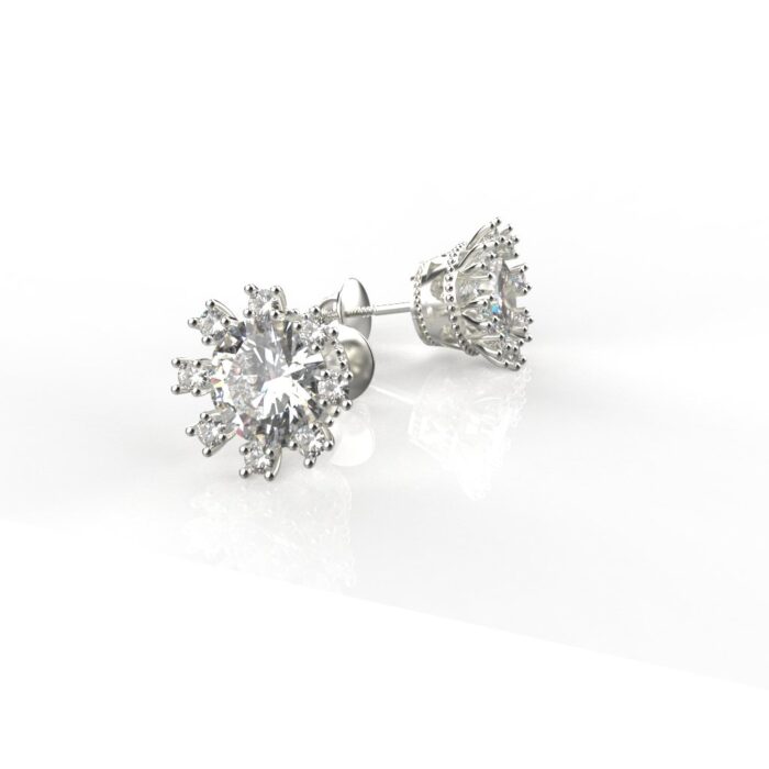Avarta Sterling Silver 2 Carat Solitaire Sunflower Stud Earring With White Gold Polish For Girls & Women - Image 5