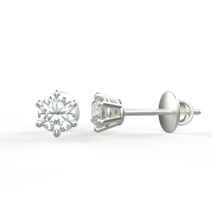 Avarta Jewellery 92.5 Sterling Silver American Diamond 0.25 Carat Each Solitaire Studs With Screw Back Earrings for Kids, Girls & Women