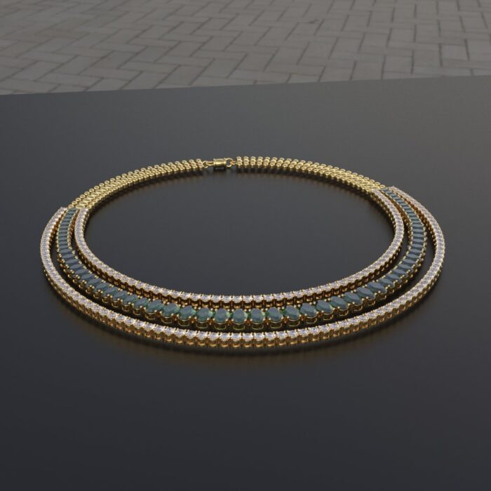 Avarta Gold Polished Green Onyx Necklace With Earring - Image 5