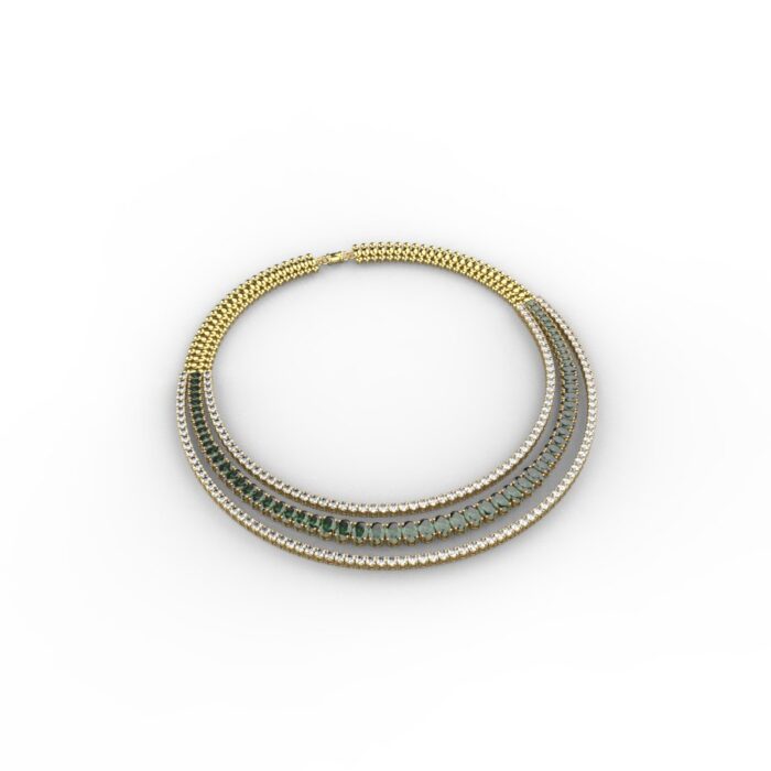 Avarta Gold Polished Green Onyx Necklace With Earring - Image 3