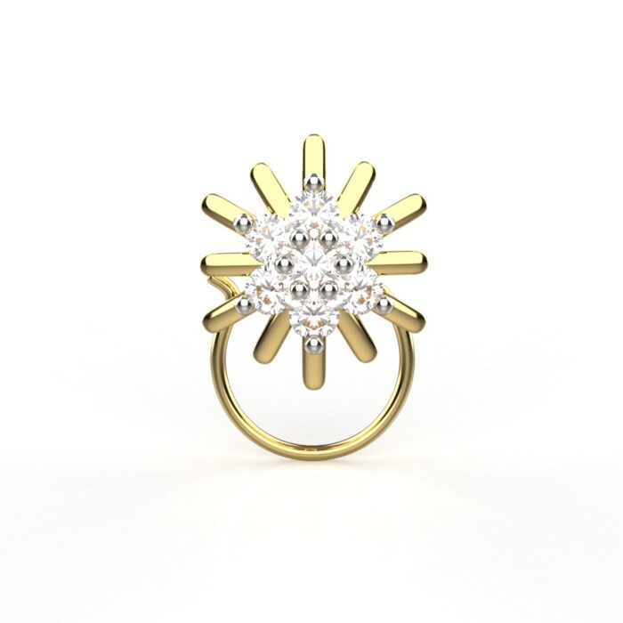 Avarta 18k Yellow Gold Certified Diamond Sun Shine Nosepin For Girls & Women - Image 3
