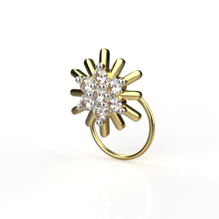 Avarta 18k Yellow Gold Certified Diamond Sun Shine Nosepin For Girls & Women - Image 5
