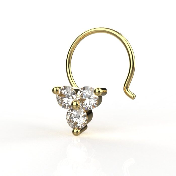Avarta 18k Yellow Gold Certified Diamond Floral Nosepin For Girls & Women