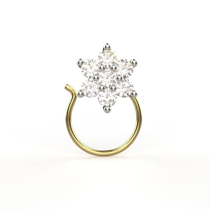 Avarta 18k Yellow Gold Certified Diamond Allure Nosepin For Girls & Women
