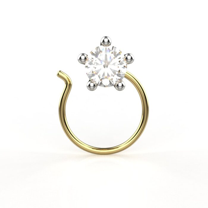 Avarta 18k Yellow Gold Certified Solitaire Diamond Nosepin For Girls & Women - Image 4