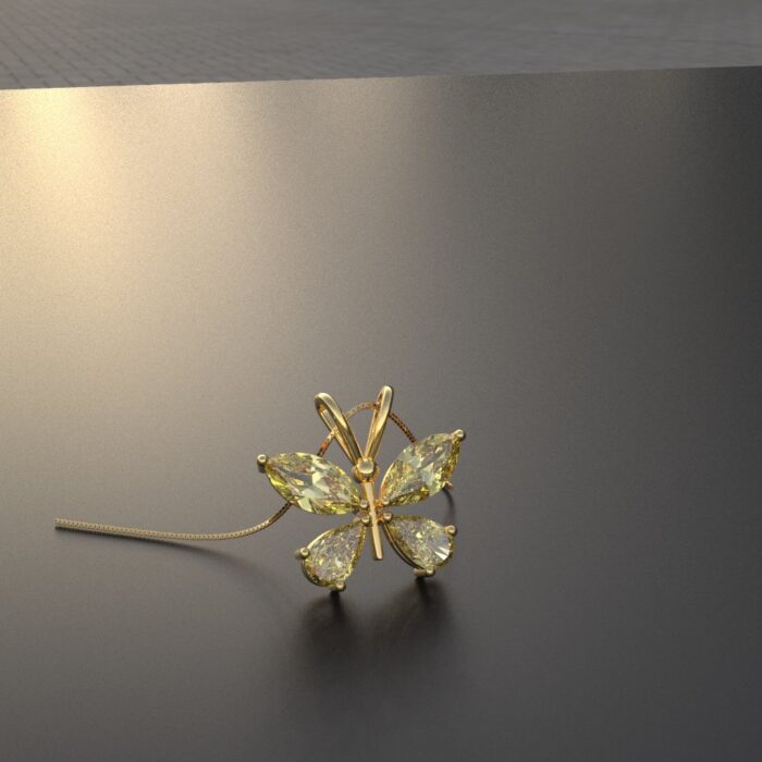 Avarta Jewellery Sterling Silver Yellow Butterfly Pendant With Gold Polish for Kids, Girls & Women - Image 3