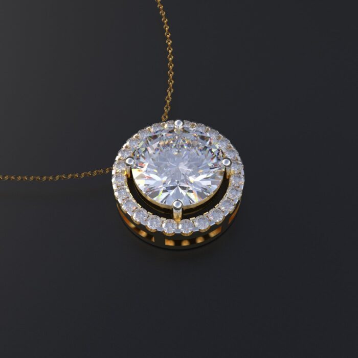 Avarta Jewellery 18k Gold 2 Carat Moissanite Solitaire Halo Pendant - Image 2