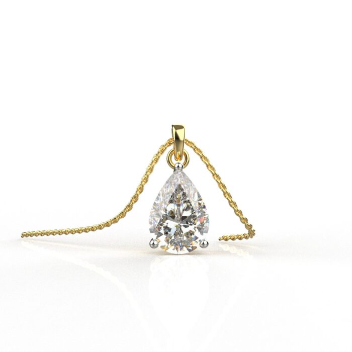 Avarta Jewellery 18k Gold 2 Carat Pear Moissanite Pendant