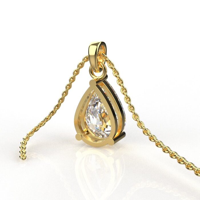 Avarta Jewellery 18k Gold 2 Carat Pear Moissanite Pendant - Image 3