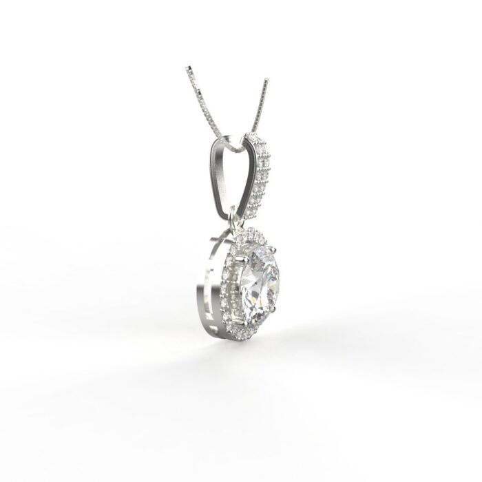 Avarta Jewellery 18k White Gold Solitaire Halo Pendant - Image 3