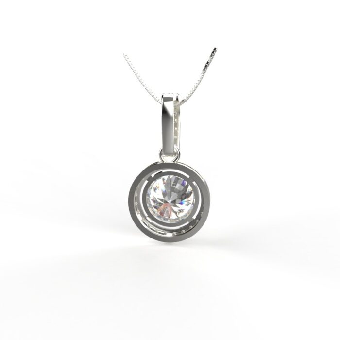 Avarta Jewellery 18k White Gold Solitaire Halo Pendant - Image 4