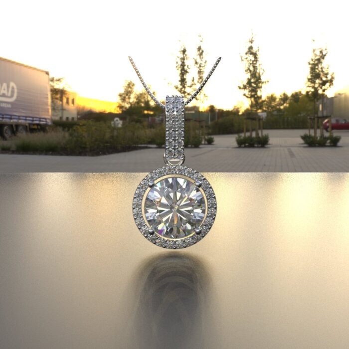 Avarta Jewellery 18k White Gold Solitaire Halo Pendant - Image 2