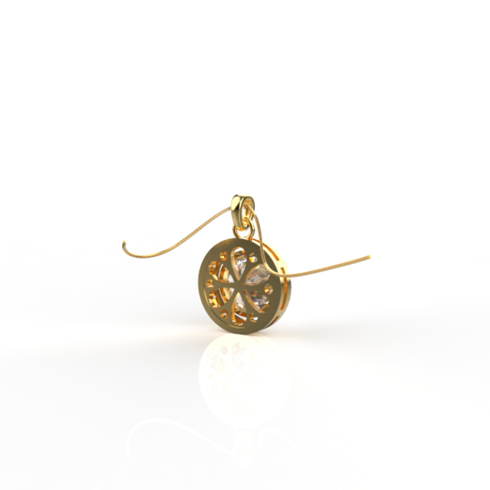 Avarta Sterling Silver 2 Carat Solitaire Halo Pendant With Chain in Gold Polish - Image 3