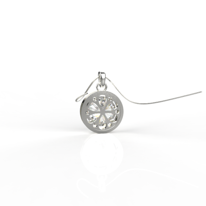 Avarta Sterling Silver 2 Carat Solitaire Halo Pendant With Chain in White Gold Polish - Image 3