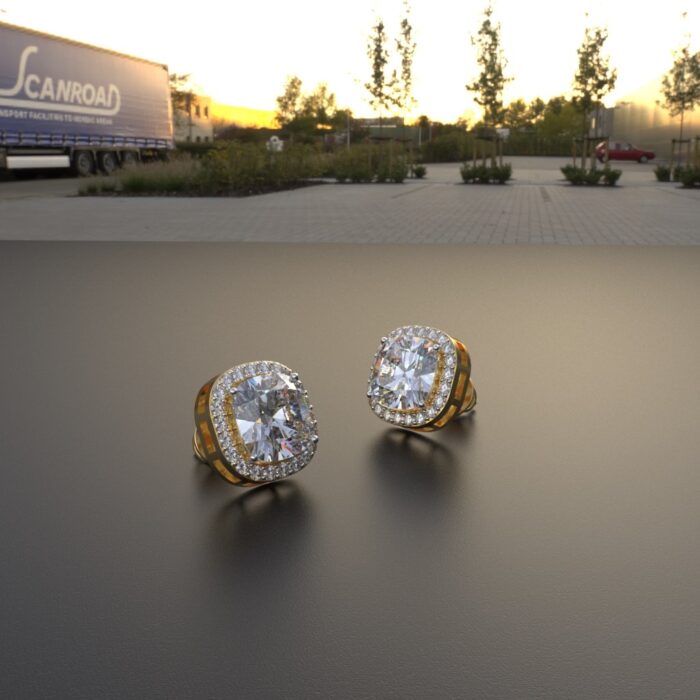 Avarta Jewellery 18k Gold 2.50 Carat each Halo Moissanite Solitaire Studs - Image 2