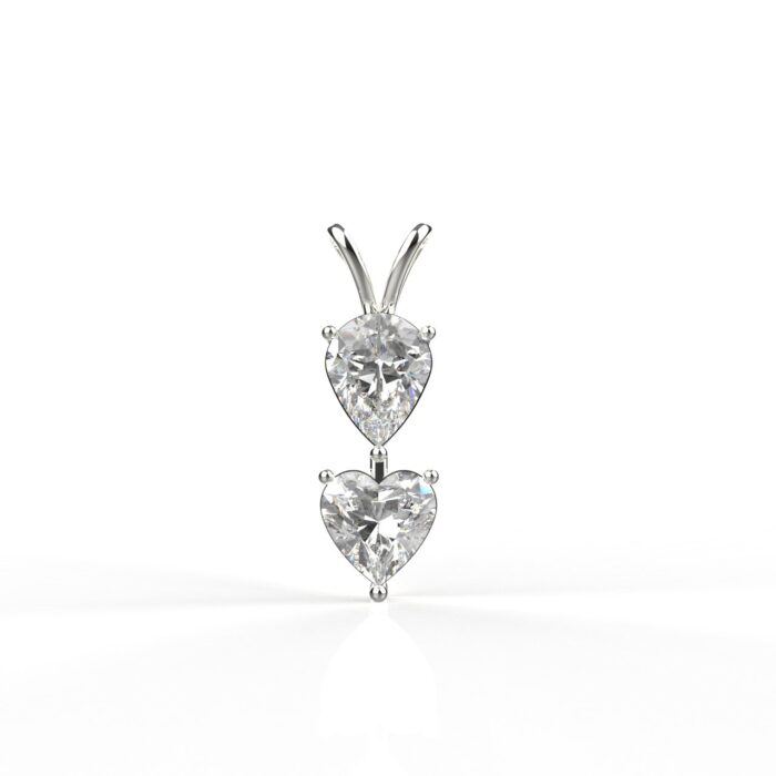 Avarta Jewellery 18k White Gold Moissanite Solitaire Heart & Pear Pendant