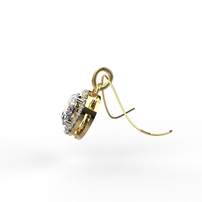 Avarta Sterling Silver 1 Carat Moissanite Halo Pendant With Gold Plating - Image 3