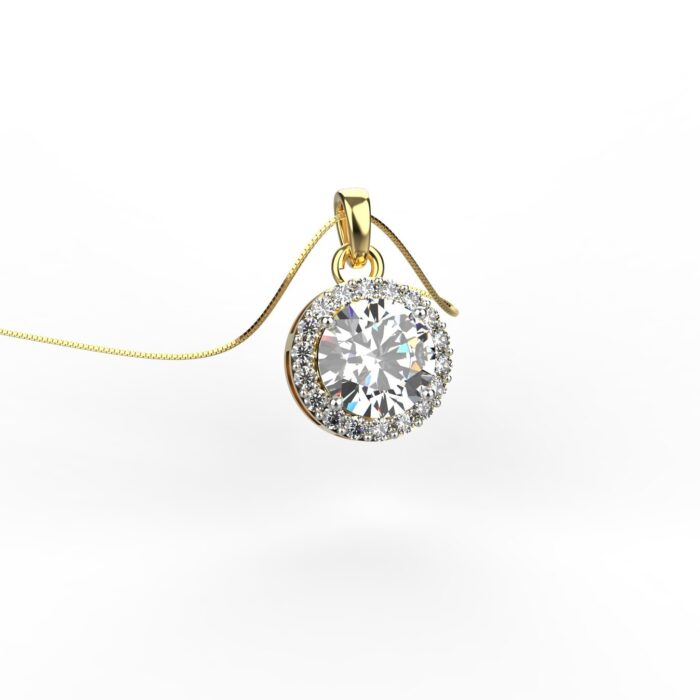 Avarta Sterling Silver 1 Carat Moissanite Halo Pendant With Gold Plating