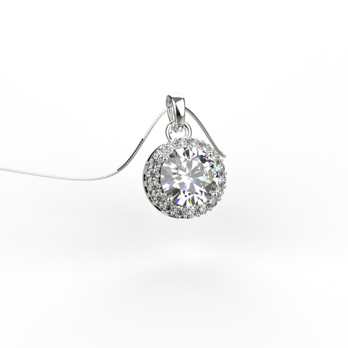 Avarta Sterling Silver 1 Carat Moissanite Halo Pendant