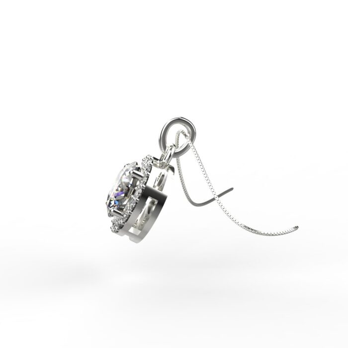 Avarta Sterling Silver 1 Carat Moissanite Halo Pendant - Image 3