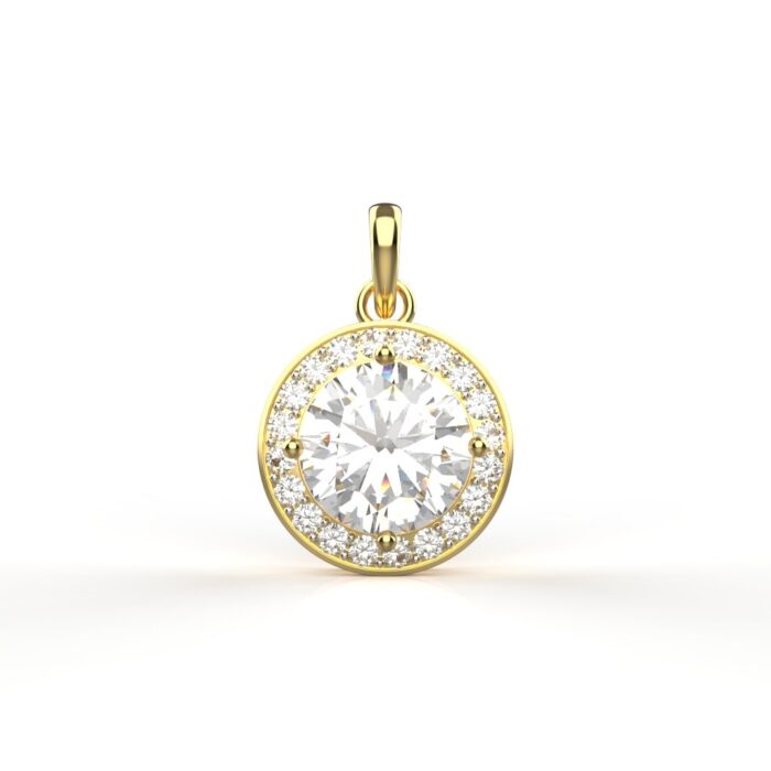 Avarta Jewellery 18k Gold 2 Carat Moissanite Solitaire Halo Pendant For Girls & Women