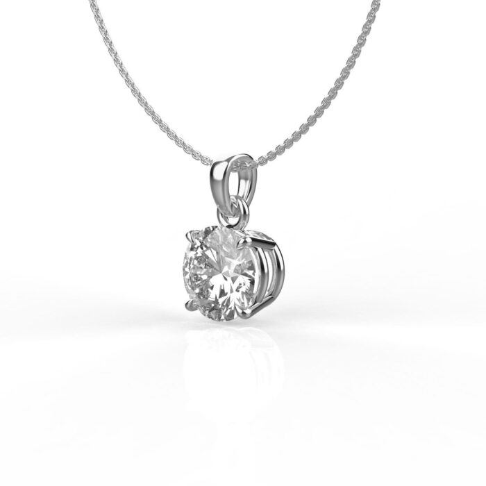 Avarta Sterling Silver 1 Carat Solitaire Pendant With Chain in White Gold Polish - Image 2