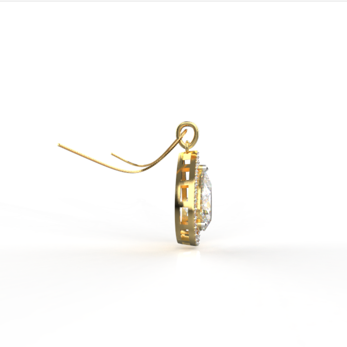 Avarta Sterling Silver Pear Solitaire Halo Pendant With Chain in Gold Polish - Image 3