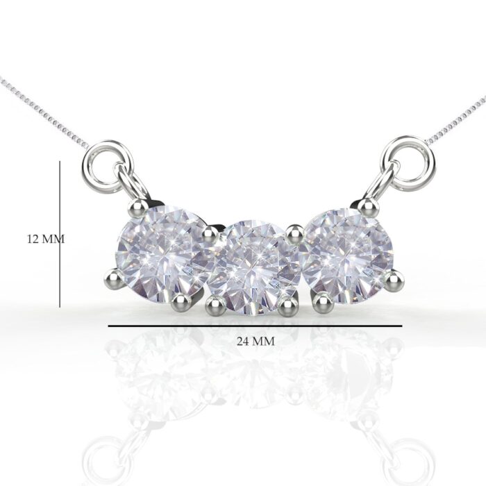 Avarta Sterling Silver 3 Carat Solitaire Pendant With Chain For Girls & Women - Image 3