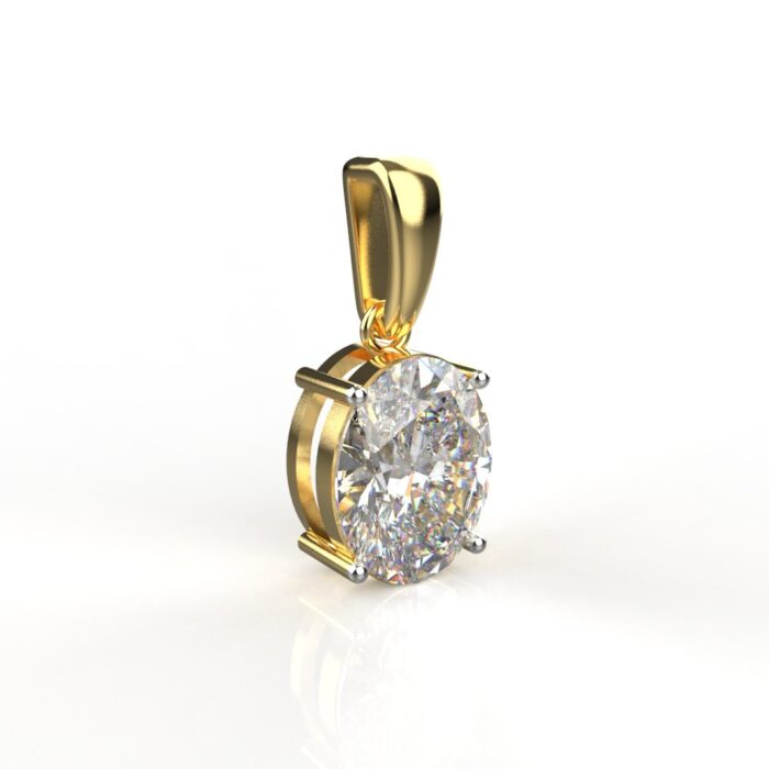 Avarta 18k Gold 2.50 Carat Each Oval Lab Grown Diamond Solitaire Pendant Set - Image 2