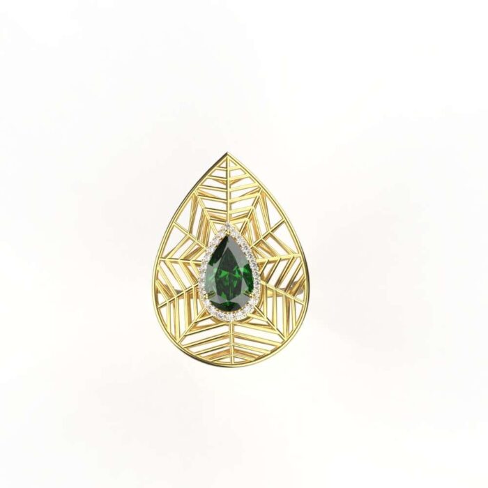 Avarta Jewellery 18k Gold Emerald & Diamond Jali Ring With Certified IJ-SI Diamonds For Girls & Women - Image 3