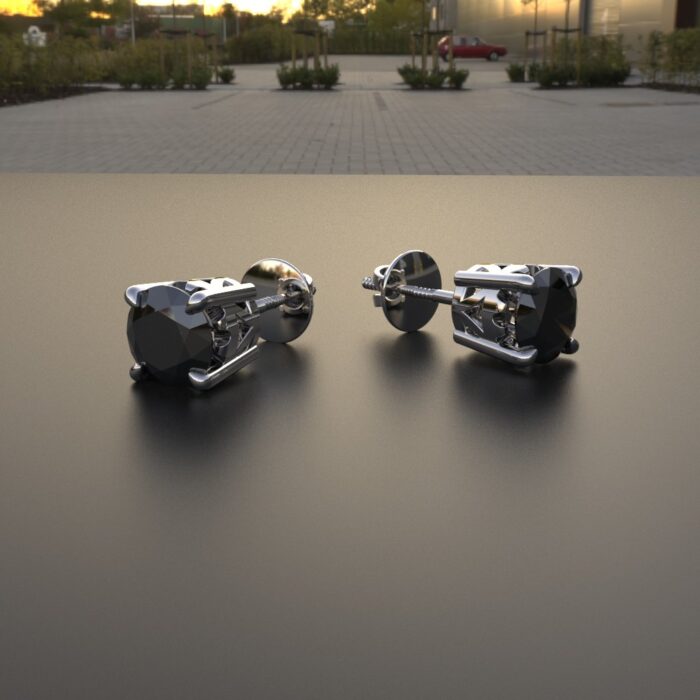 Avarta Jewellery Sterling Silver 0.80 Carat Black Solitaire Studs Earrings For Girls & Women - Image 3