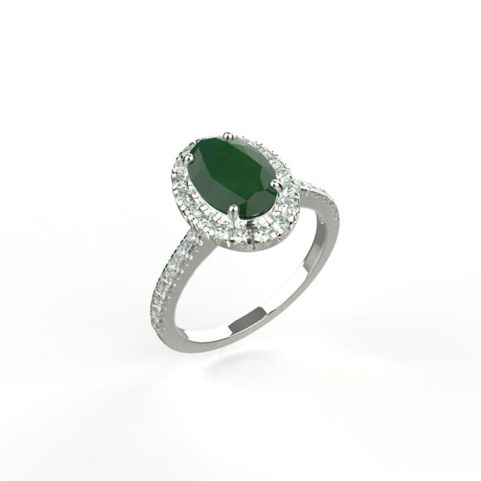 Avarta Jewellery Sterling Silver Ring With Synthetic Emerald Gemstone For Girls & Wemen