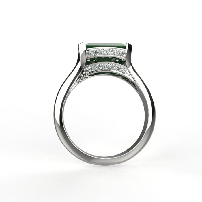 Avarta Faux Emerald Silver Diamond Ring For Girls & Women - Image 2