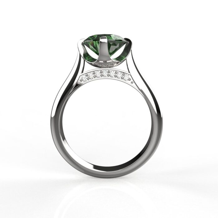 Avarta Jewellery Sterling Silver Emerald Ring With Diamonds For Girls & Wemen - Image 3