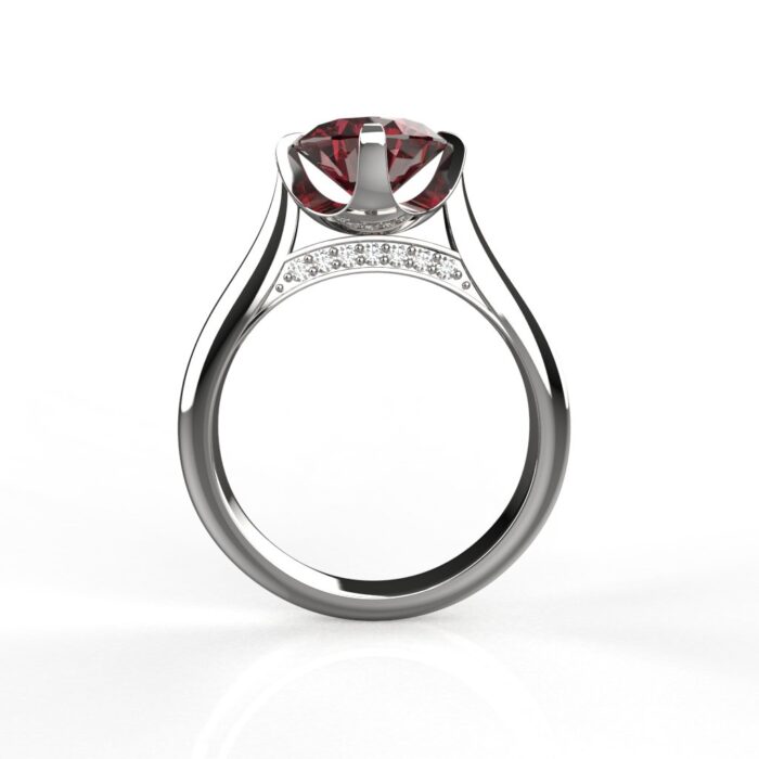 Avarta Jewellery Sterling Silver Ruby Ring With Diamonds For Girls & Wemen - Image 3