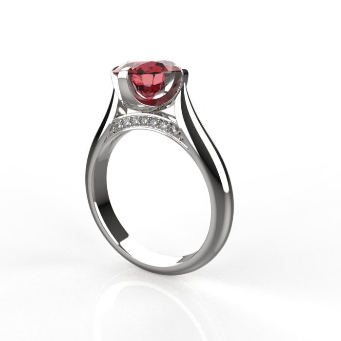 Avarta Jewellery Sterling Silver Ruby Ring With Diamonds For Girls & Wemen - Image 2