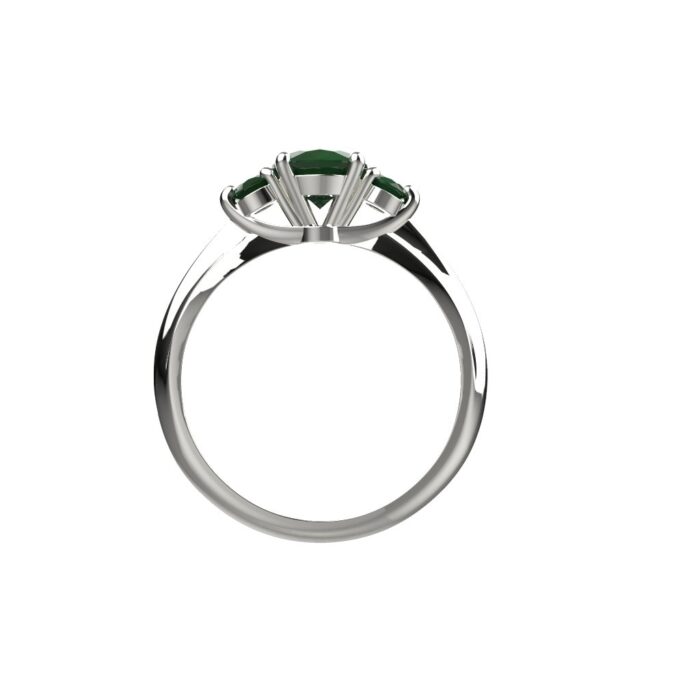 Avarta Jewellery Sterling Silver Ring With Synthetic Emerald Gemstone & American Diamonds For Girls & Wemen - Image 2