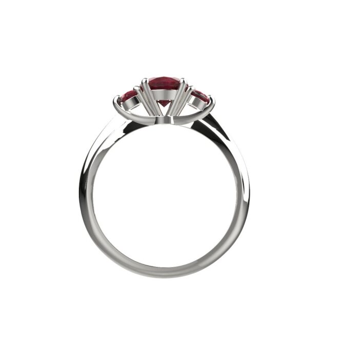 Avarta Jewellery Sterling Silver Ring With Synthetic Ruby Gemstone & American Diamonds For Girls & Wemen - Image 2
